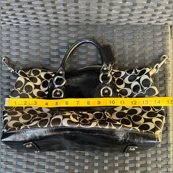 COACH BAG,Coach Black and Gray Signature Satchel - Picture 9 of 15